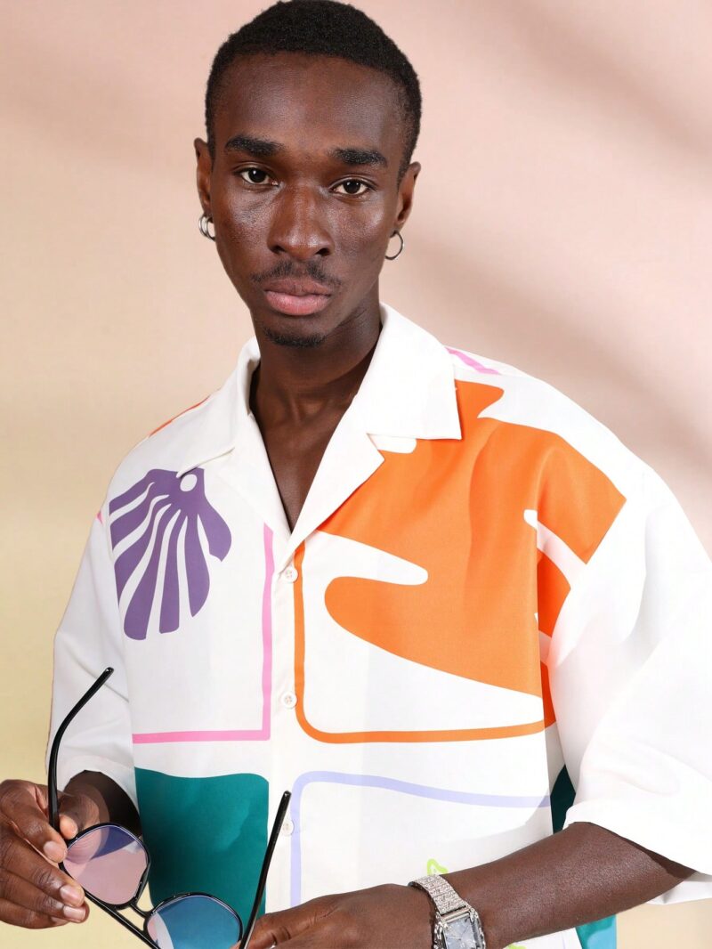 Zean White Abstract Floral Print Shirt - Image 3