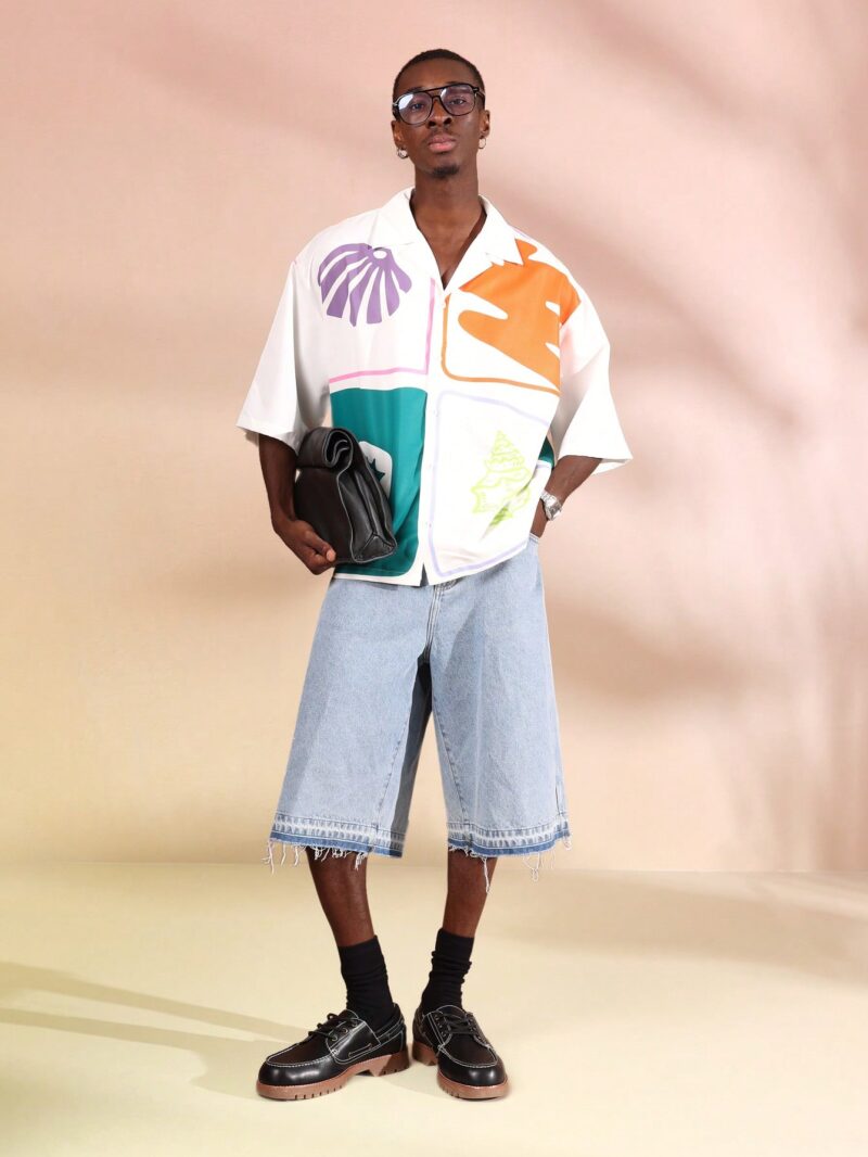 Zean White Abstract Floral Print Shirt - Image 4