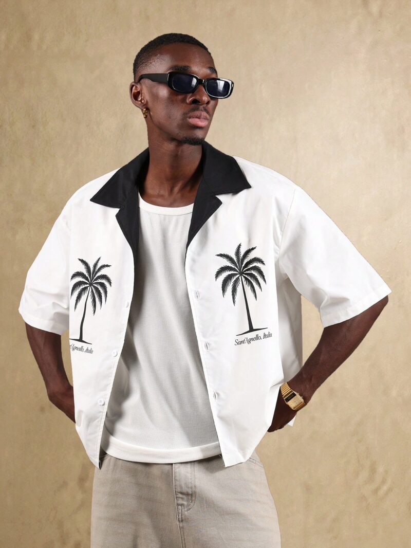 Victor Italian Palm Print Relaxed Fit Shirt - Image 3