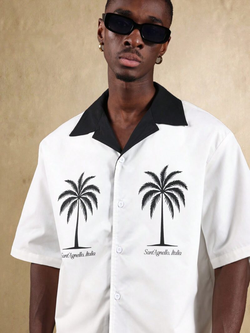 Victor Italian Palm Print Relaxed Fit Shirt - Image 4