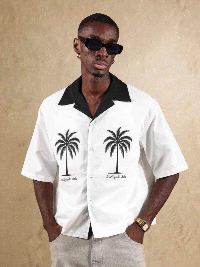 Victor Italian Palm Print Relaxed Fit Shirt - Image 5