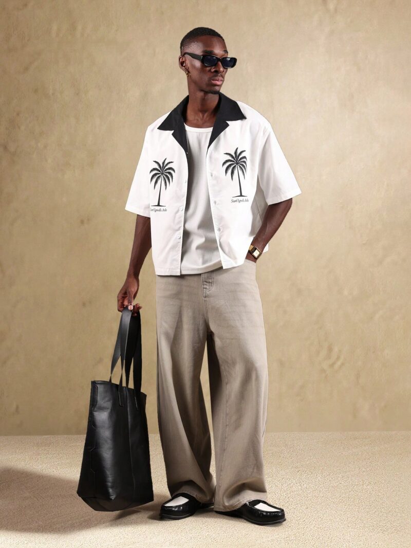 Victor Italian Palm Print Relaxed Fit Shirt - Image 6