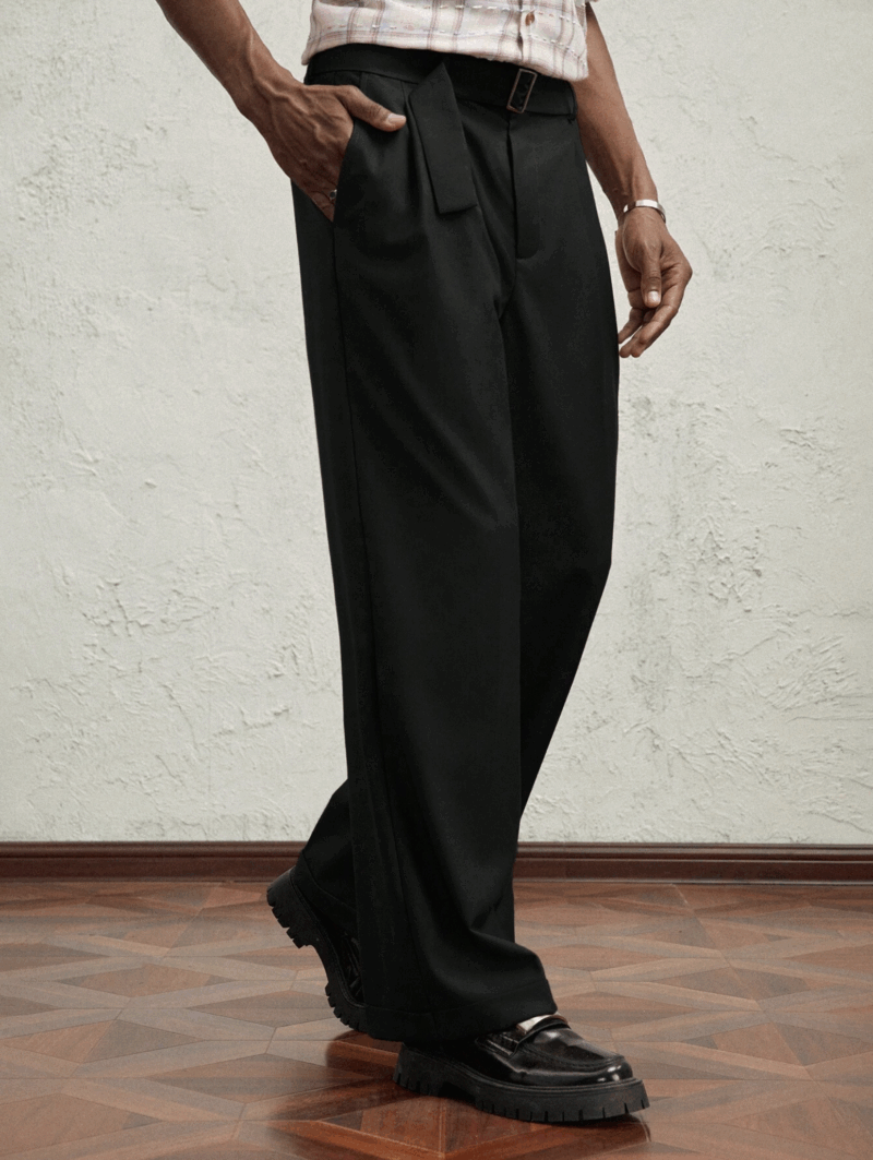 Jayden Black Pleated relaxed Fit Pants