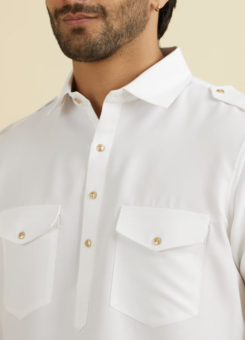 Jimmy White Full Sleeves Premium Cotton Kurta - Image 2
