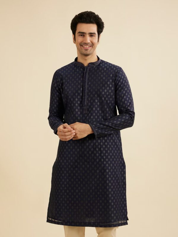 Amit Blue Premium Cotton Full Sleeves Kurta
