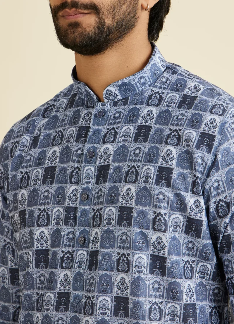 Guru Blue Full Sleeves Premium Cotton Kurta - Image 2