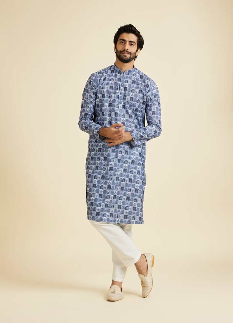Guru Blue Full Sleeves Premium Cotton Kurta - Image 3