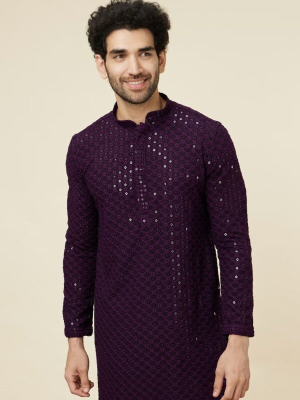 Noah Purple Sequins Fabric Full Sleeves Kurta