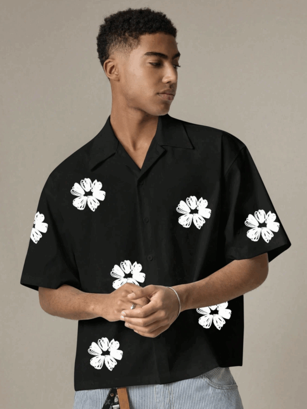 Pete Black Floral Boxy Fit Shirt