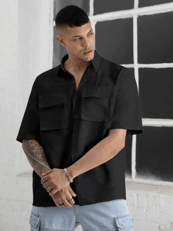Glen Dual Pocket Boxy Fit Cotton Shirt