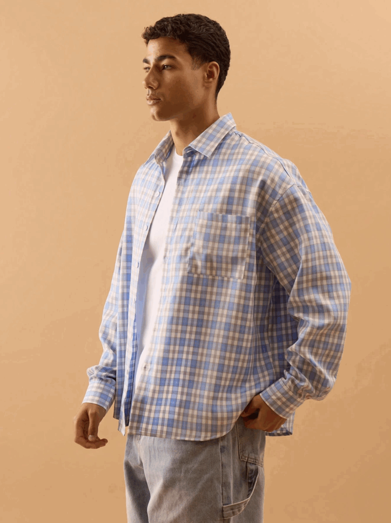 Dan Multicolor Check Relaxed Fit Full Sleeves Shirt - Image 3
