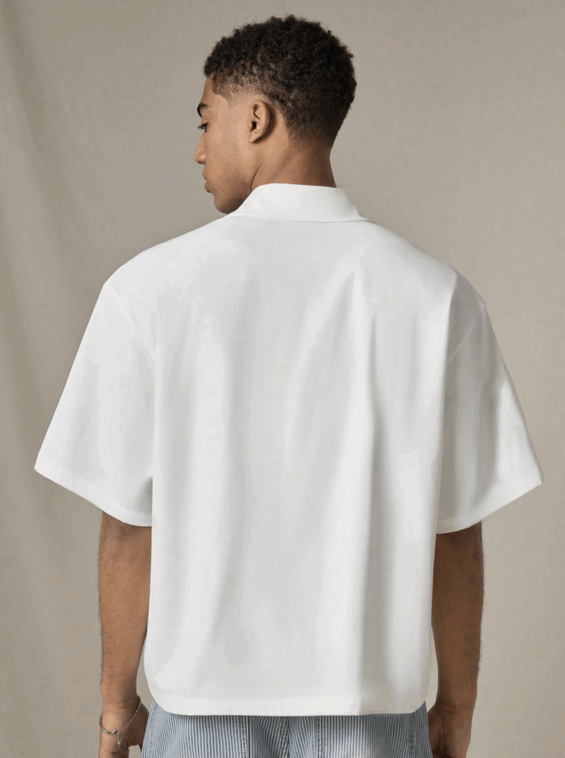Delson White Floral Embroidery Print Relaxed Fit Shirt - Image 3