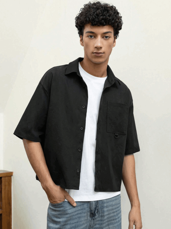 Larry Black Cotton Boxy Fit Shirt