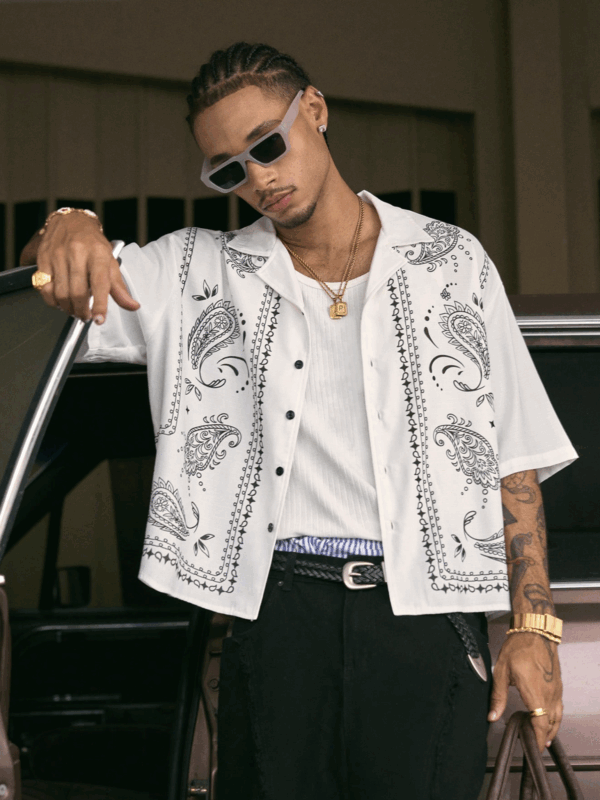 Henderson Blue Floral Print Relaxed Fit White Shirt