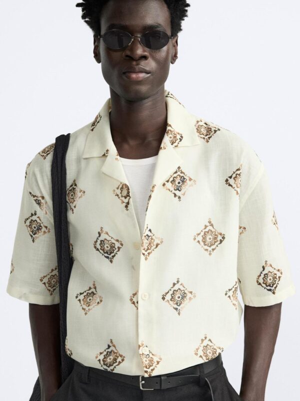 Midus Abstract Print Relaxed Fit Cotton Shirt