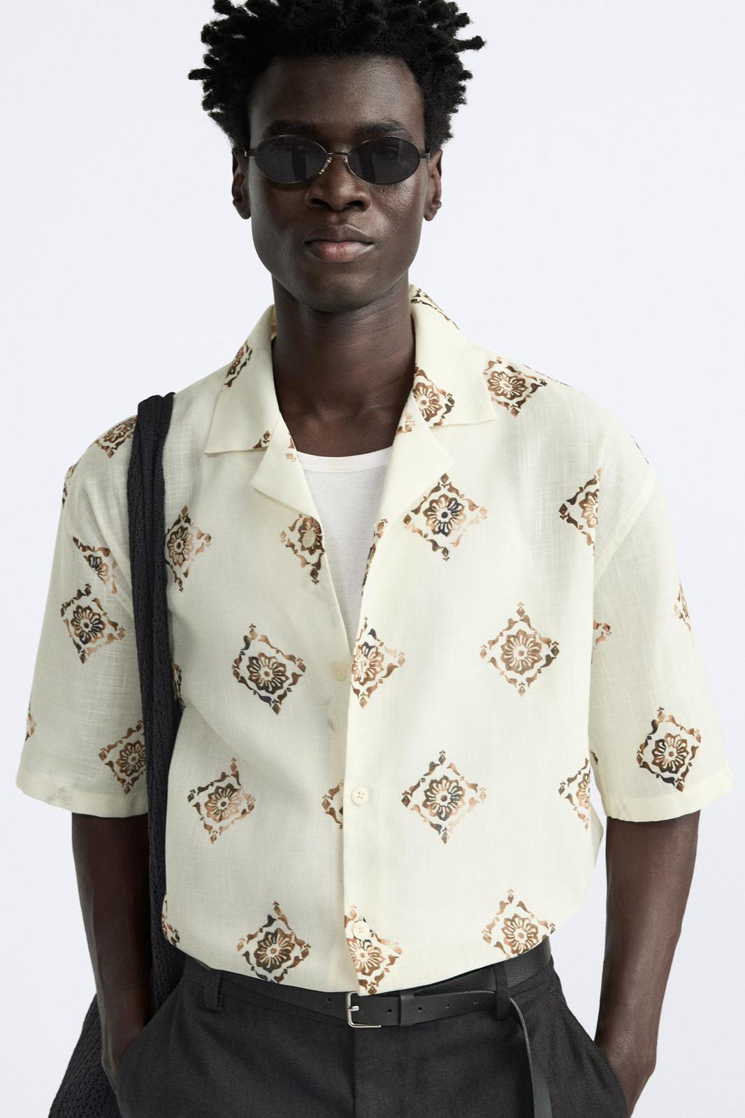 Midus Abstract Print Relaxed Fit Cotton Shirt