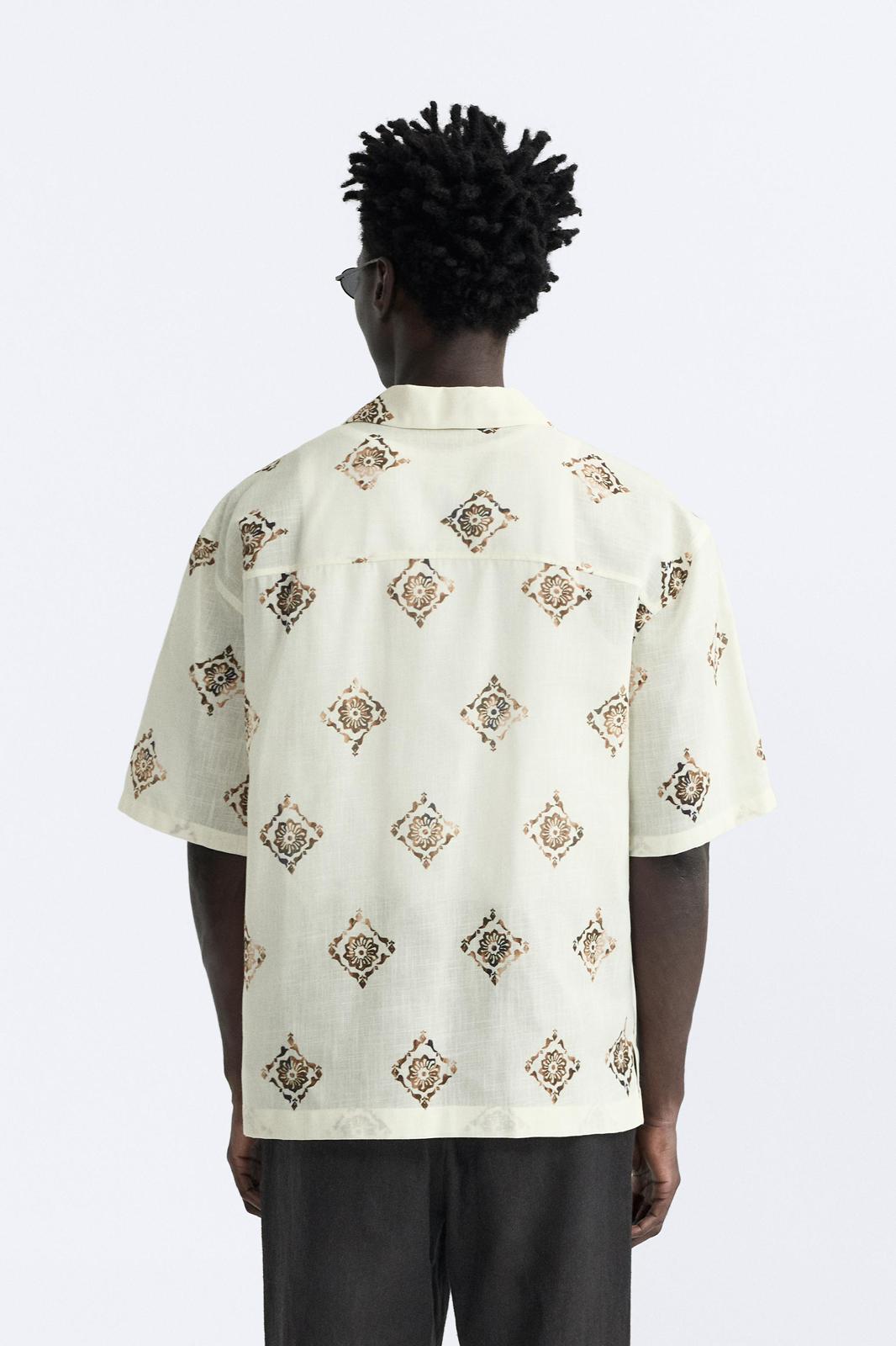 Midus Abstract Print Relaxed Fit Cotton Shirt - Image 3