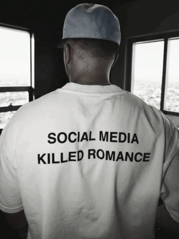 Social Media Killed Romance White Relaxed Fit Tee