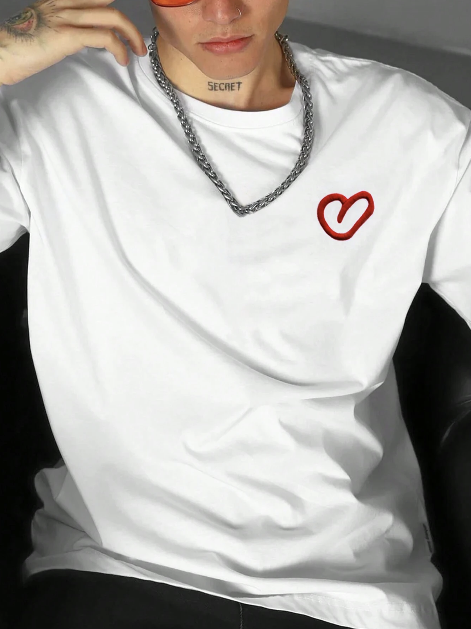 Where Is Love Printed Relaxed Fit White Tshirt - Image 3