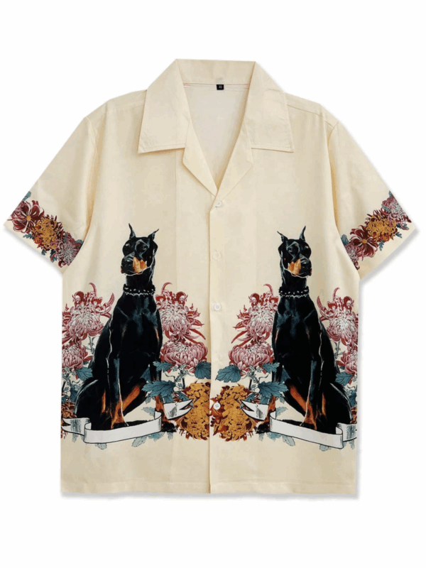 Vincenzo Dog Print Relaxed Fit Cotton Shirt