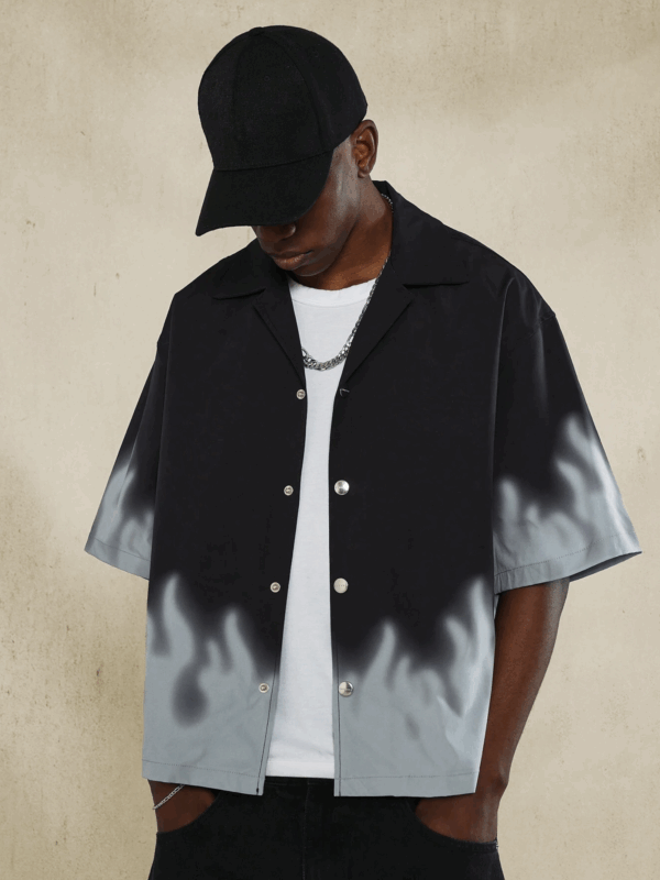 Fire Flames Printed Relaxed Fit Shirt