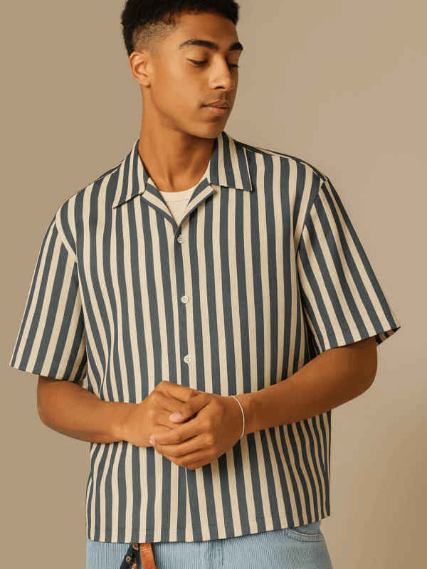 Slack Stripes Revered Collar Cotton Shirt