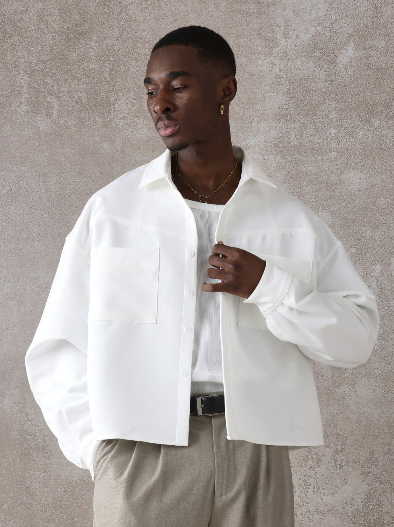 Roger White Full Sleeves Drop Shoulder Relaxed Fit Shirt