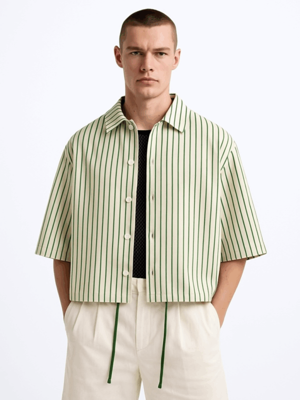 Benny Green Stripe Cotton Boxy Fit Tie Shirt