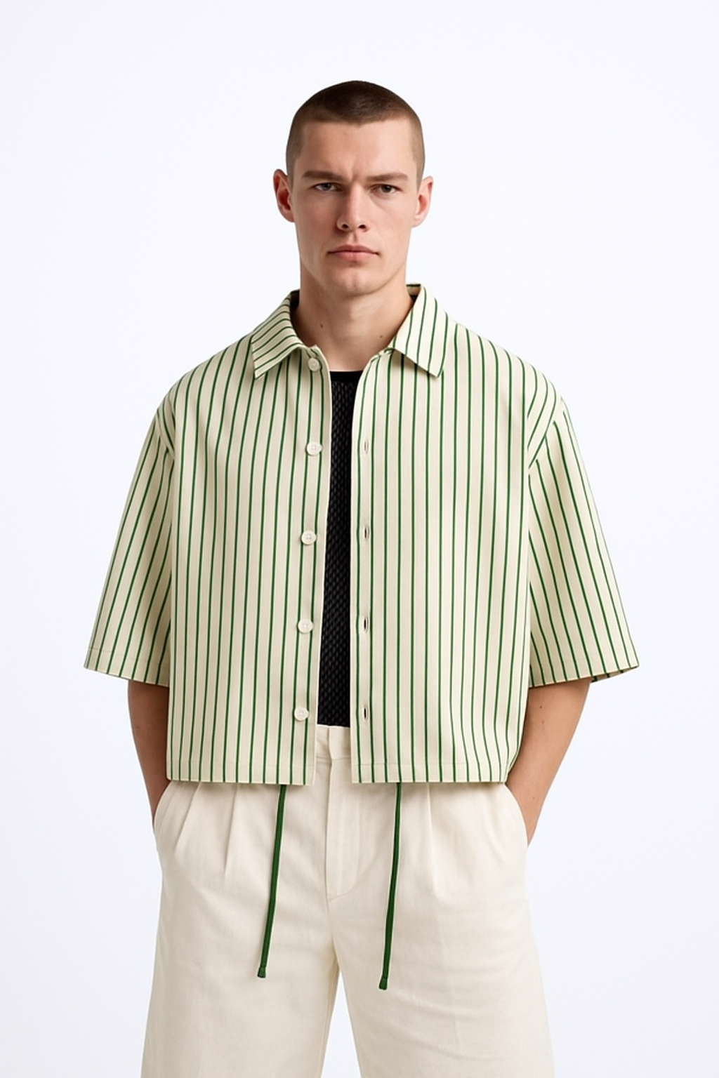 Benny Green Stripe Cotton Boxy Fit Tie Shirt