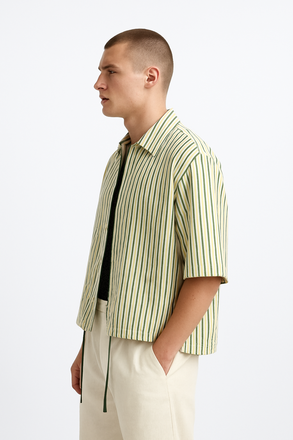 Benny Green Stripe Cotton Boxy Fit Tie Shirt - Image 2