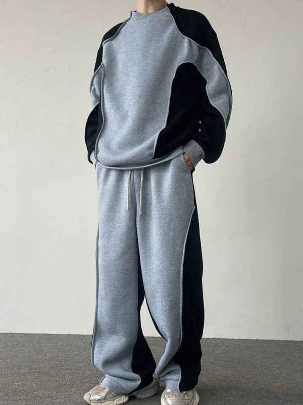 Bunny Black Grey Panelled Oversized Sweatshirt Jogger Set