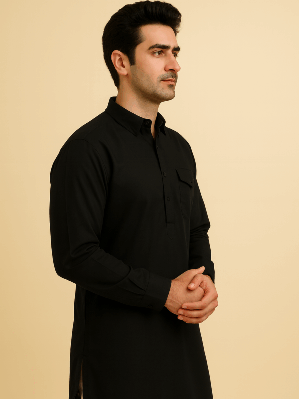 Robby Black Kurta White Pyjama Cotton Set