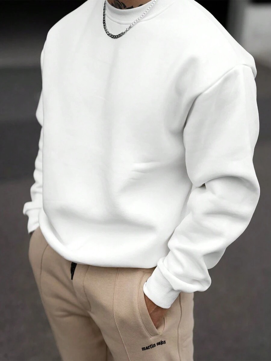 Gerome White Full Sleeves Soft Sweatshirt