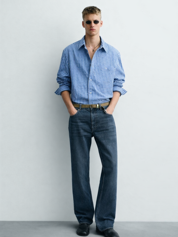 Steve Blue Check Full Sleeves Cotton Shirt