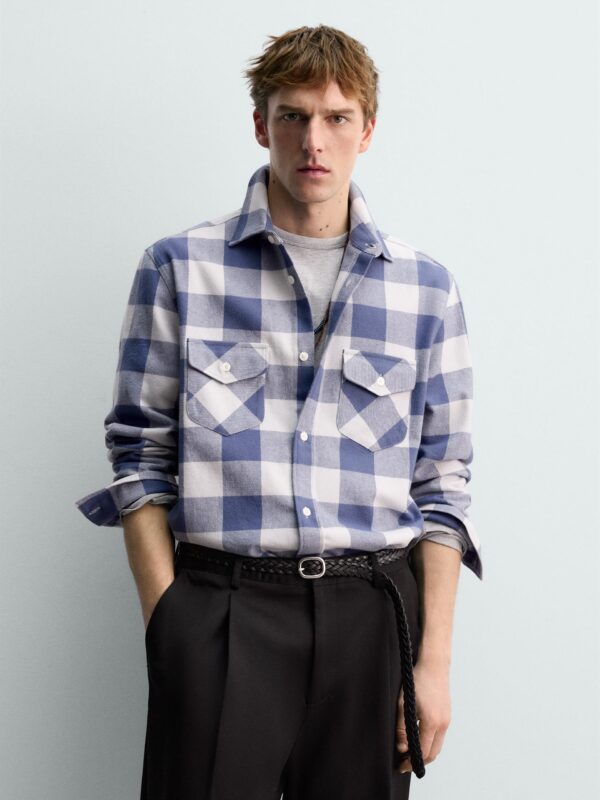 Vinny Blue White Check Full Sleeves Cotton Flannel Shirt