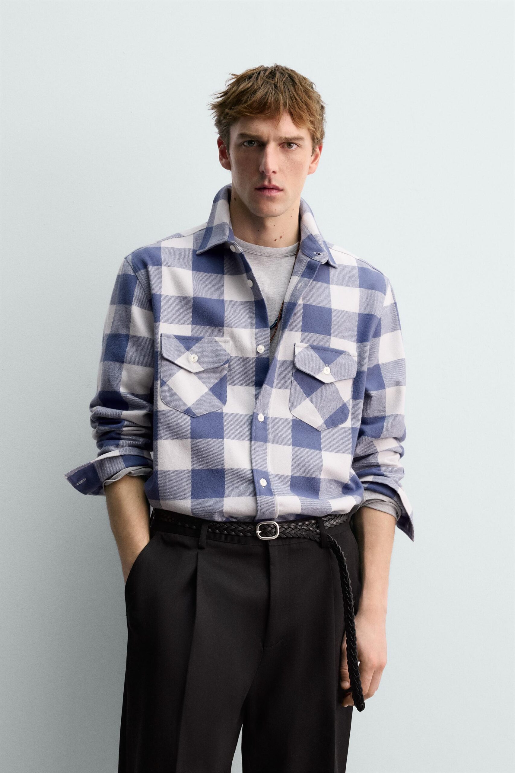 Vinny Blue White Check Full Sleeves Cotton Flannel Shirt