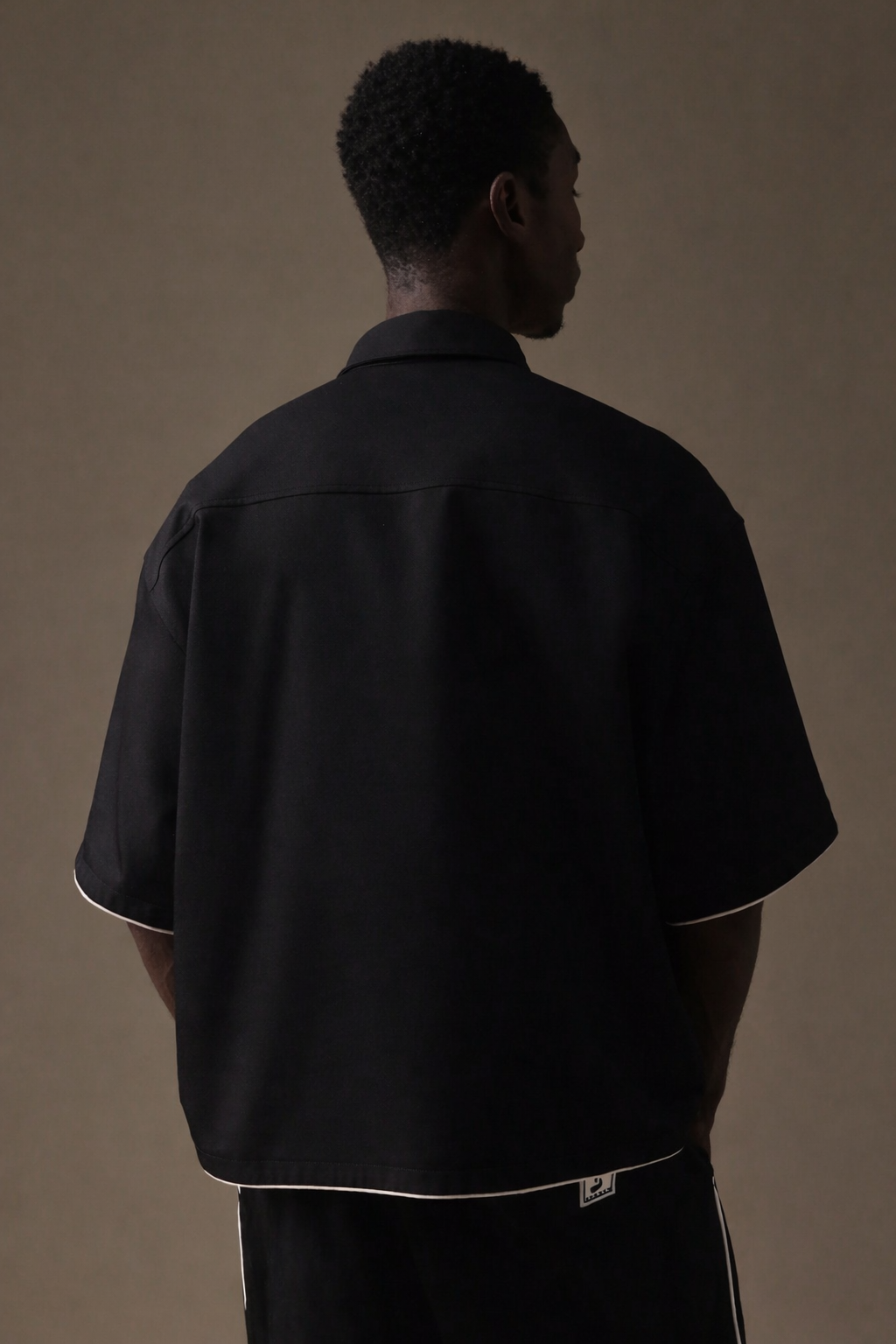 Steven Black Contrast Binding Relaxed Fit Shirt - Image 2