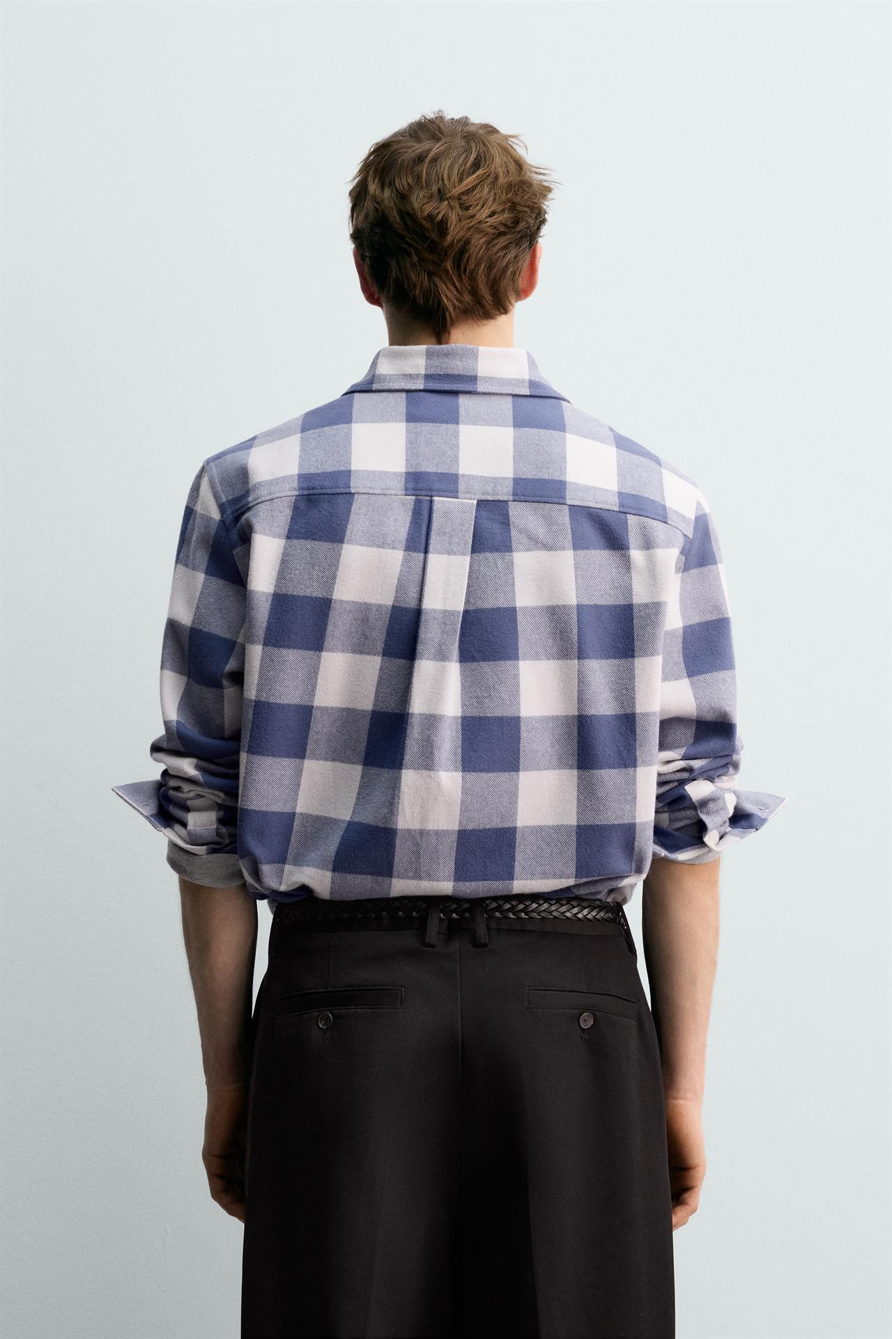 Vinny Blue White Check Full Sleeves Cotton Flannel Shirt - Image 2