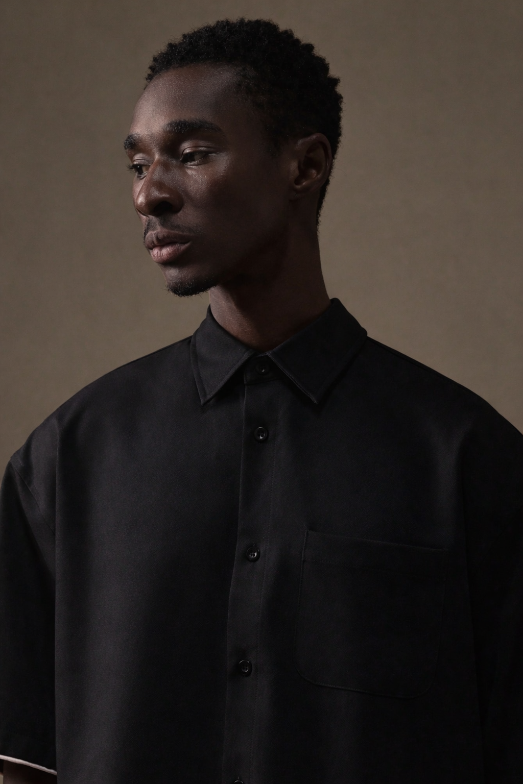 Steven Black Contrast Binding Relaxed Fit Shirt - Image 3