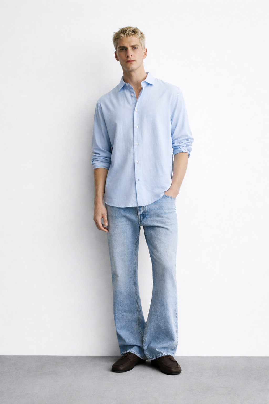 Nabby Sky Blue Tailored Full Sleeves Cotton Shirt - Image 5