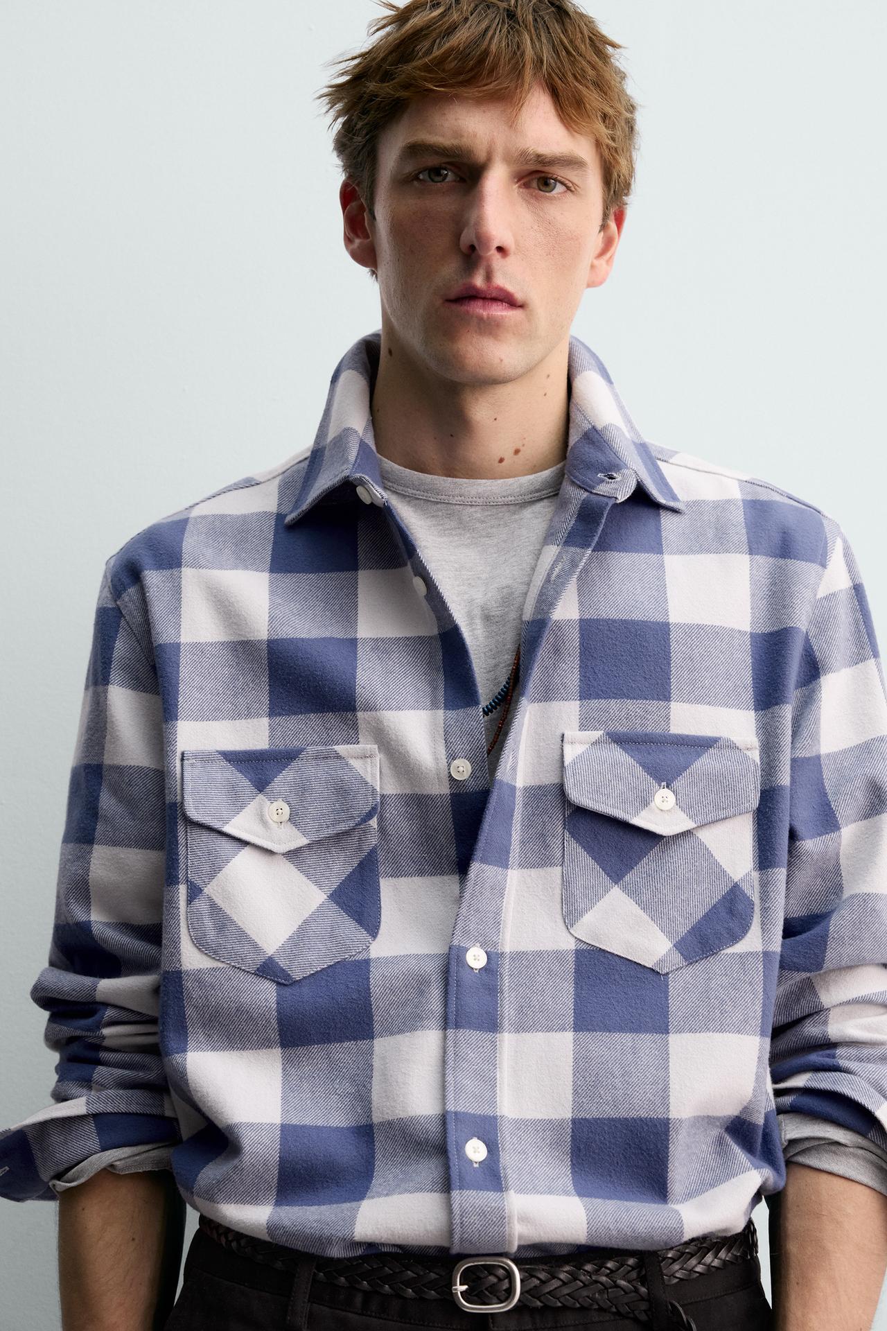 Vinny Blue White Check Full Sleeves Cotton Flannel Shirt - Image 3