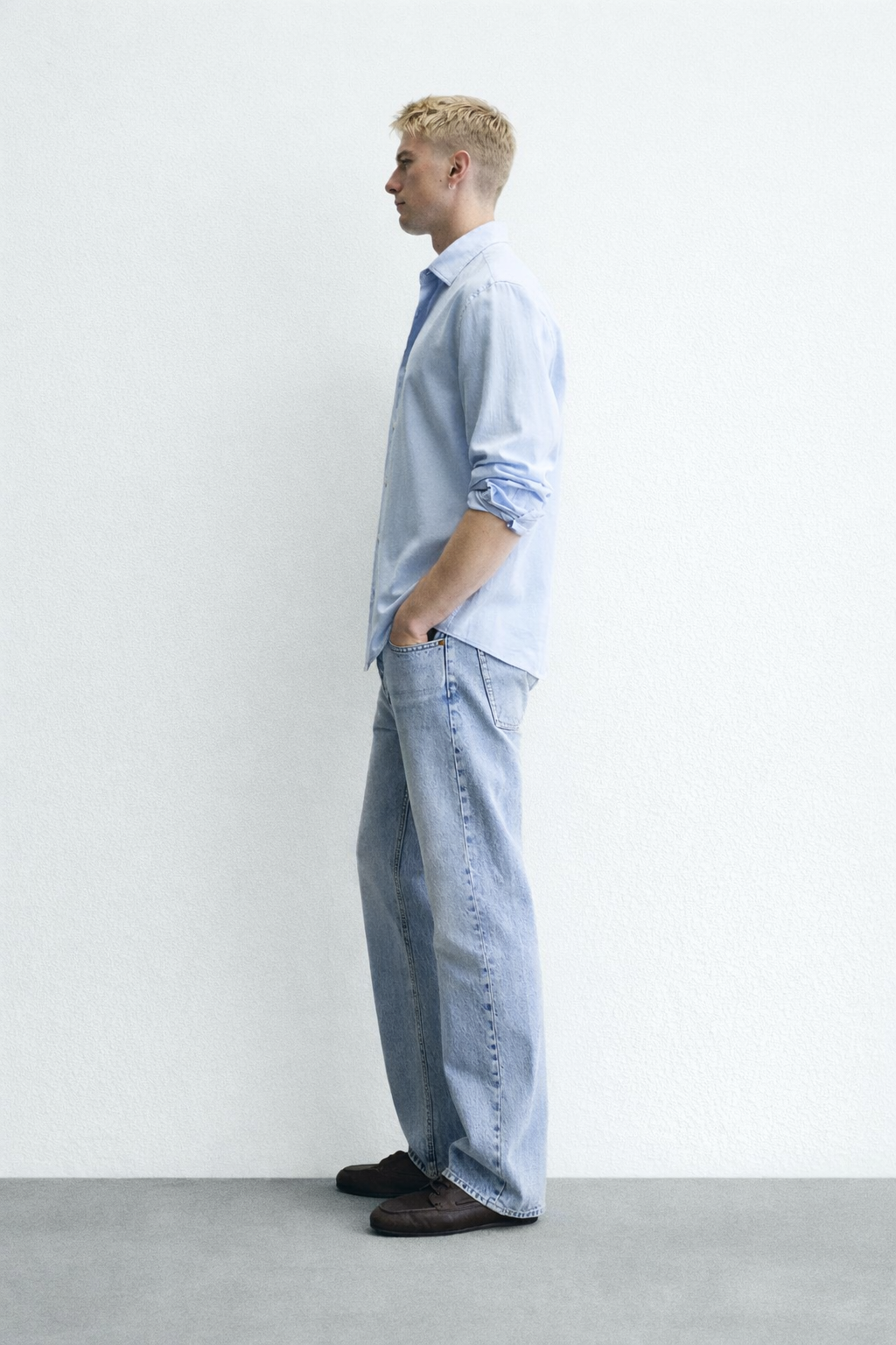 Nabby Sky Blue Tailored Full Sleeves Cotton Shirt - Image 4