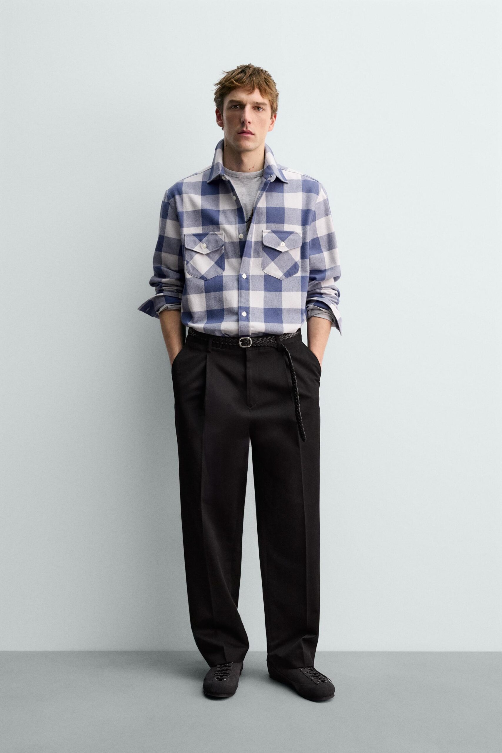 Vinny Blue White Check Full Sleeves Cotton Flannel Shirt - Image 5