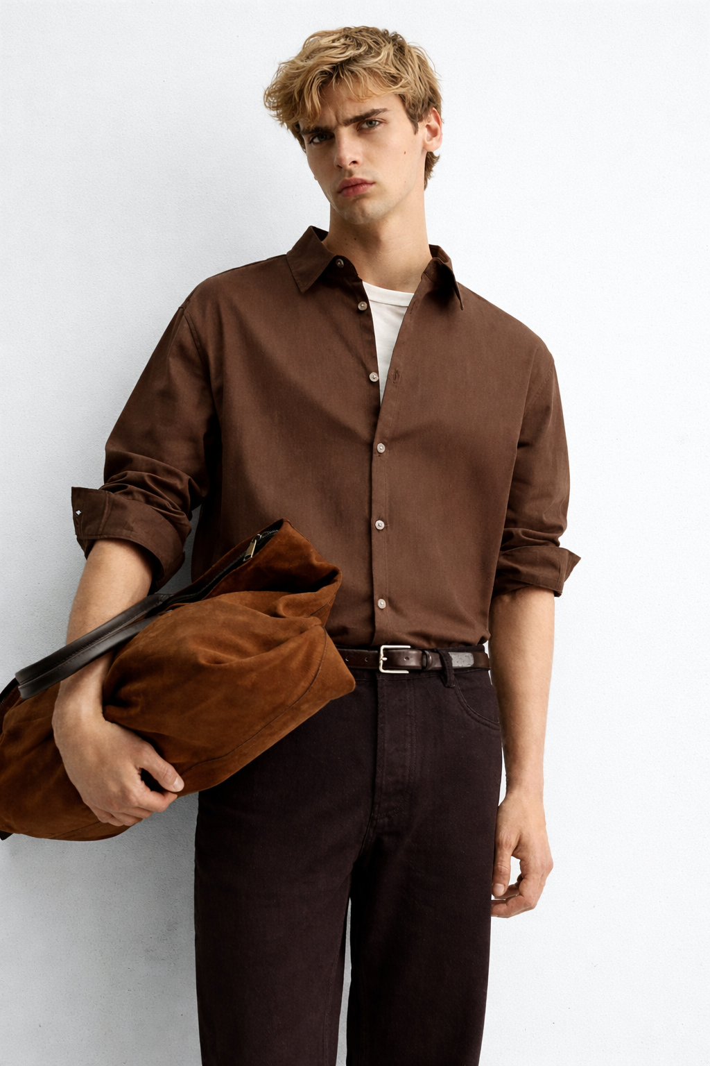 Stanley Brown Full Sleeves Relaxed Fit Cotton Shirt