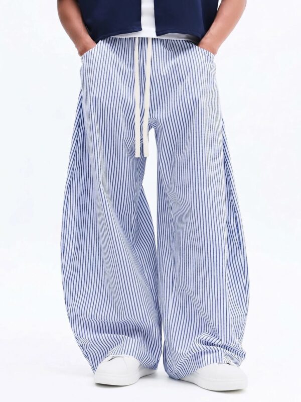 Manny Blue White Stripes Relaxed Fit Cotton Jogger