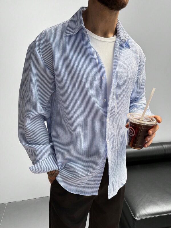Hayes Blue White Stripes Cotton Full Sleeves Shirt