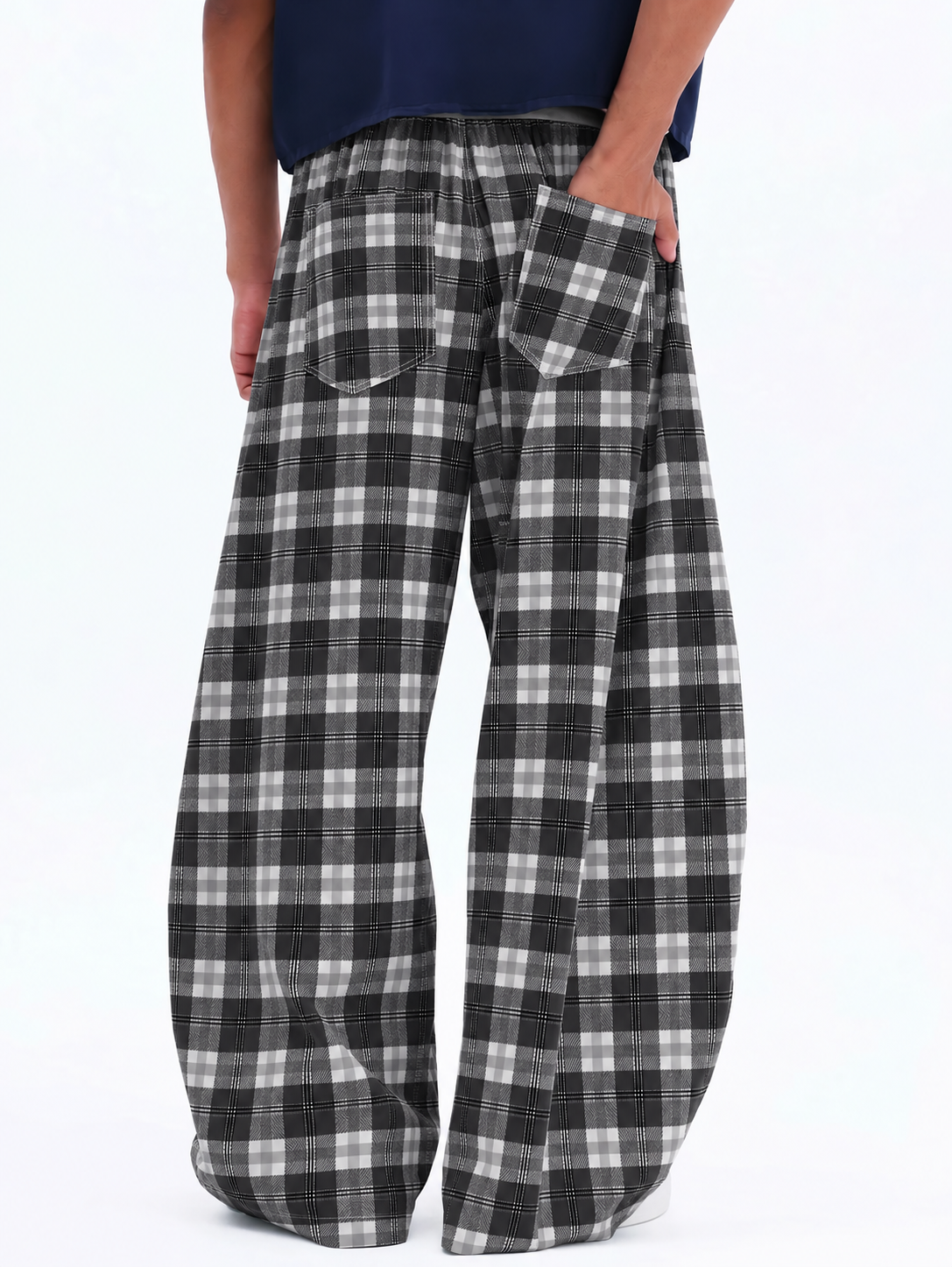 Monochrome Plaid Ultra Wide Leg Pants - Image 2
