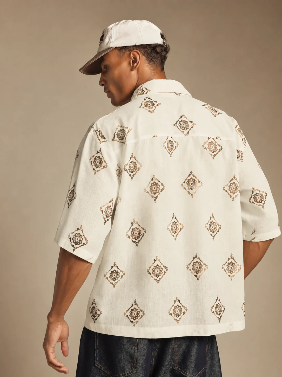 Midus Abstract Print Relaxed Fit Cotton Shirt - Image 2