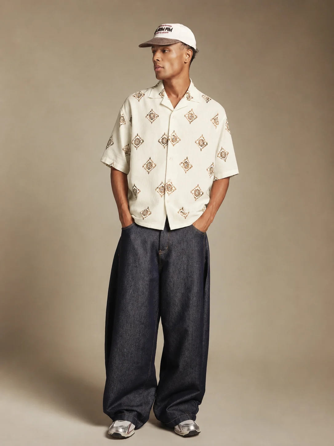 Midus Abstract Print Relaxed Fit Cotton Shirt - Image 3